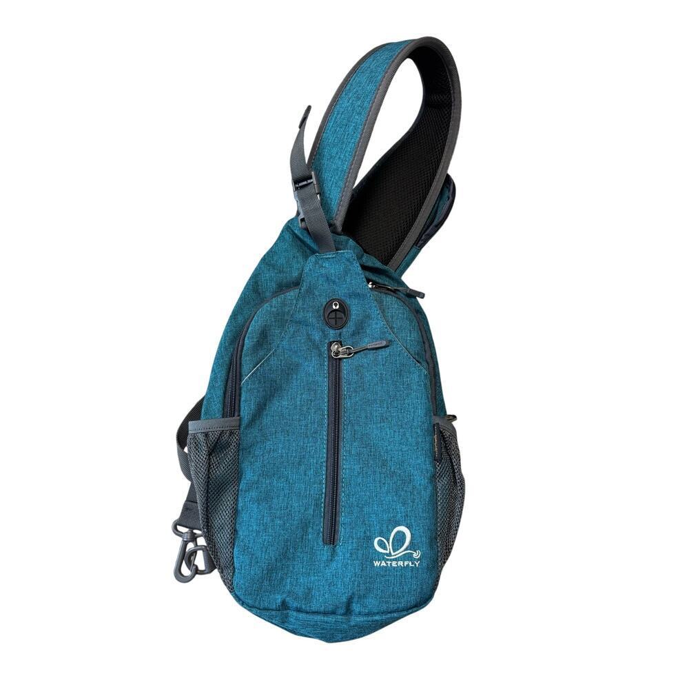 Waterfly Crossbody sling bag/purse, Lots of pockets! Medium sized; Teal/Blue